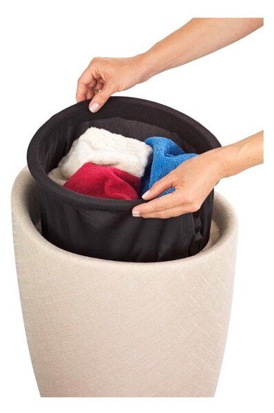 Béžový kôš na bielizeň a taburetka v jednom Wenko Linen Look