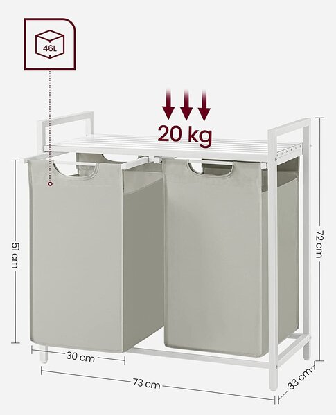 Dekorstudio Kôš na pranie dvojkomorový v bielej farbe - BLH201W01
