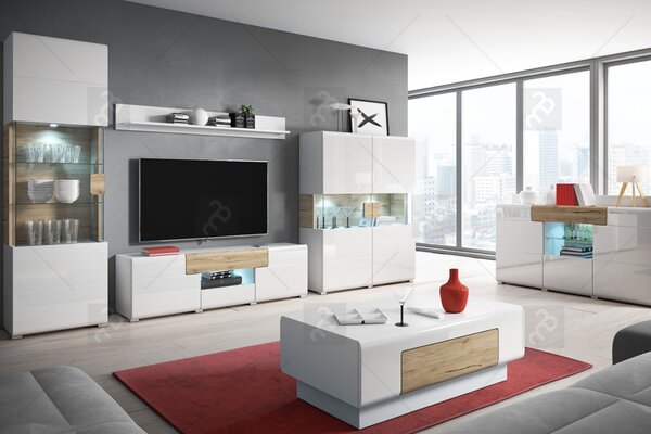 TV stolík Toledo 40 Biely Laminát - san remo/biely lesk - san remo