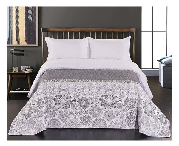 Bielo-sivý obojstranný pléd z mikrovlákna DecoKing Alhambra, 260 × 280 cm