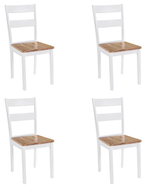 Jedálenské stoličky 4 ks, biele, kaučukový masív