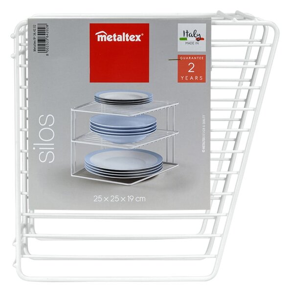 Biela oceľová prídavná polička 25x25 cm Silos – Metaltex