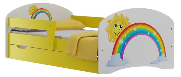 Detská posteľ so zásuvkami DUHA A SLNIEČKO 140x70 cm