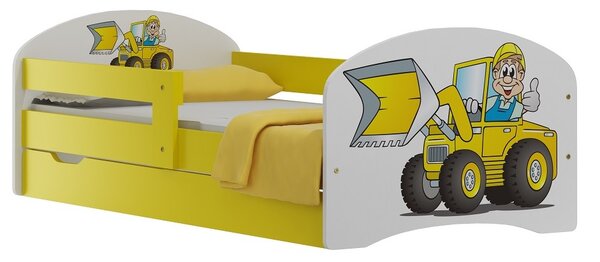 Detská posteľ so zásuvkami bagrista 140x70 cm