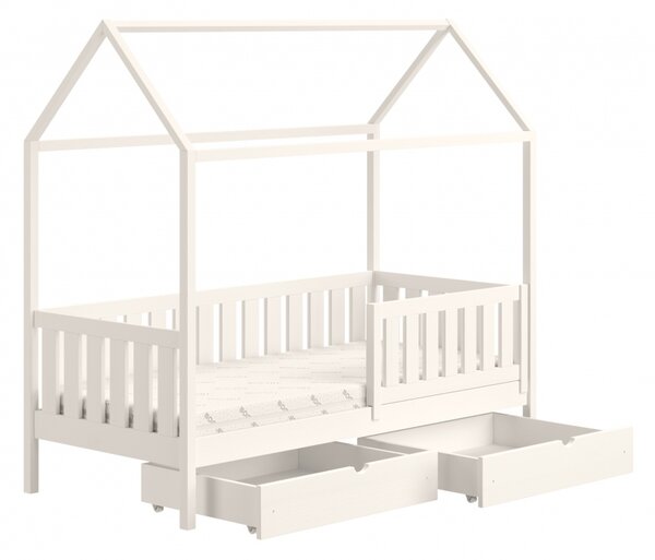 Detská posteľ domček prízemná so zásuvkami Nemos II - Biely, 80x180