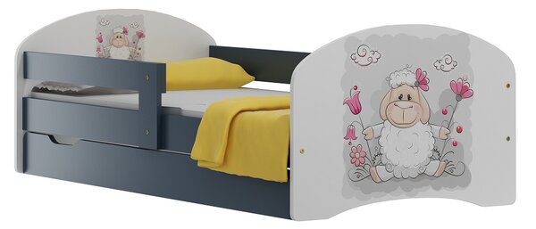Detská posteľ so zásuvkami OVEČKA s kytičkou 140x70 cm