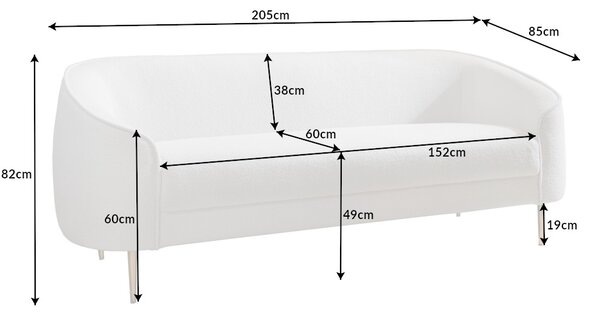 Dizajnová sedačka Maali 205 cm biela