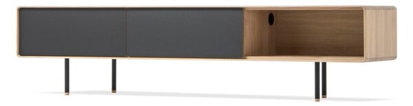 Čierny/v prírodnej farbe TV stolík z dubového dreva 200x48 cm Fina – Gazzda