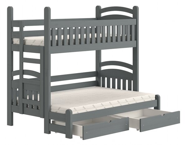 Poschodová posteľ Amely Maxi ľavá - 90x200/140x200 cm - grafitová