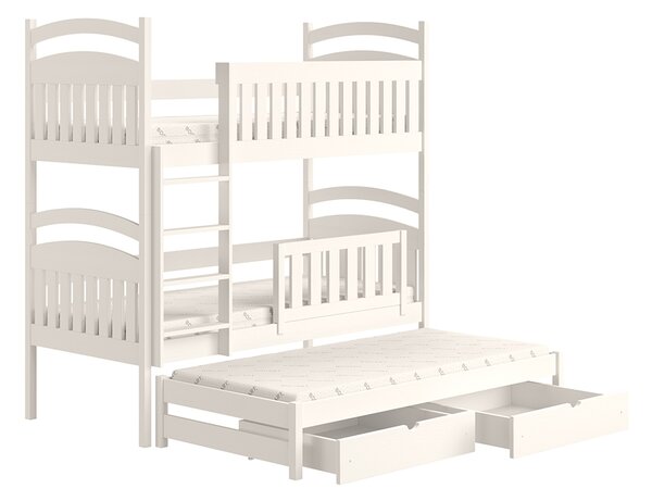 Detská posteľ poschodová výsuvna 3 os. Amely - Farba Biely, rozmer 80x180
