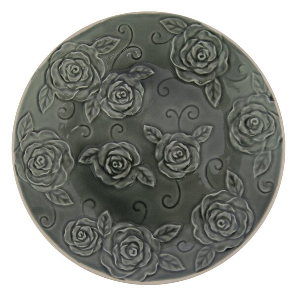 Čierny ozdobný tanier Antic Line Roses, ⌀ 25,5 cm