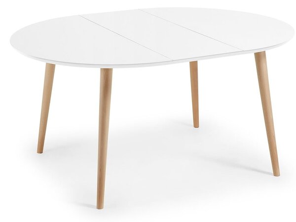 Biely rozkladací jedálenský stôl s bielou doskou ø 120 cm Oqui – Kave Home