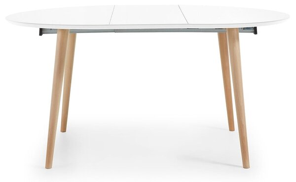 Biely rozkladací jedálenský stôl s bielou doskou ø 120 cm Oqui – Kave Home