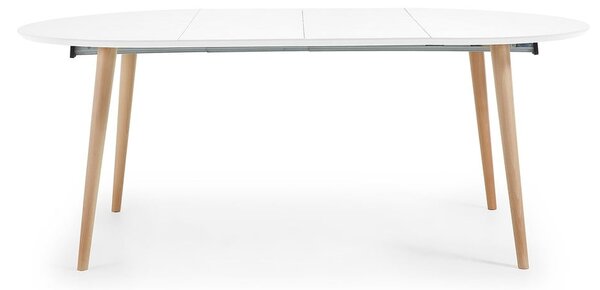 Biely rozkladací jedálenský stôl s bielou doskou ø 120 cm Oqui – Kave Home