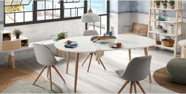 Biely rozkladací jedálenský stôl s bielou doskou ø 120 cm Oqui – Kave Home