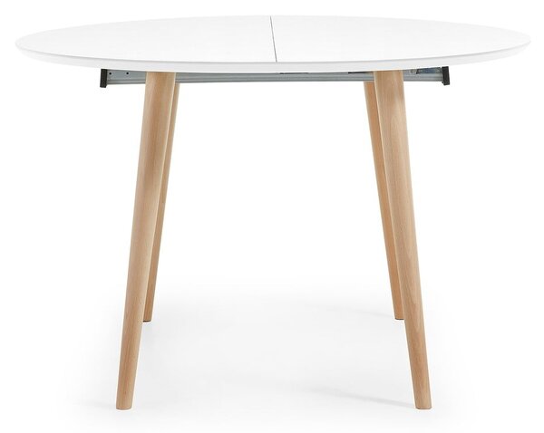 Biely rozkladací jedálenský stôl s bielou doskou ø 120 cm Oqui – Kave Home
