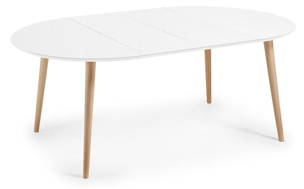 Biely rozkladací jedálenský stôl s bielou doskou ø 120 cm Oqui – Kave Home