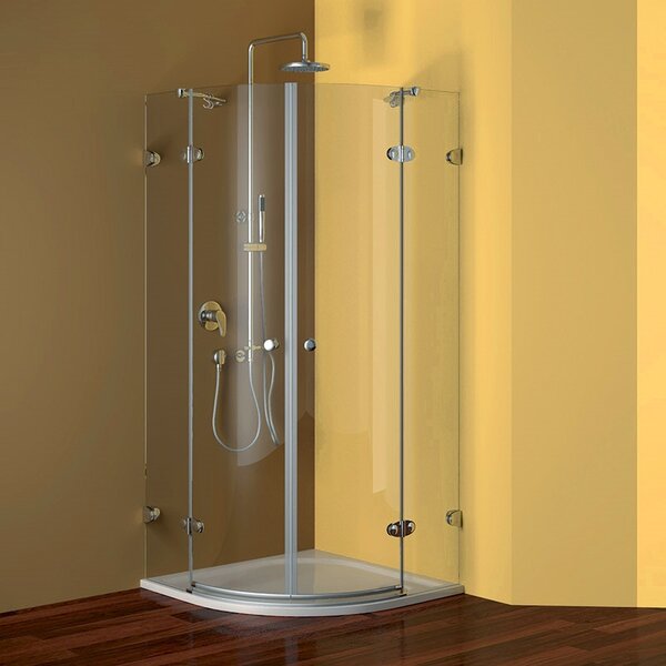 Sprchovací kút, Fantasy, štvrťkruh, 90 cm, R550, chróm ALU, sklo Číre, pánty oválne