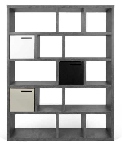 Sivá knižnica v dekore betónu 150x198 cm Berlin – TemaHome