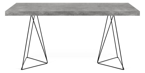 Pracovný stôl v dekore betónu s čiernou podnožou TemaHome Multi, 160 x 90 cm