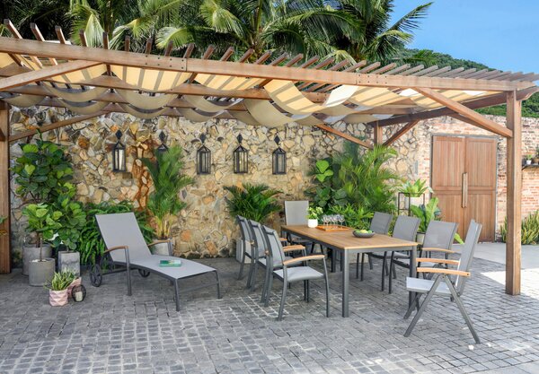 ZÁHRADNÉ SKLADACIE KRESLO, drevo, kov, textil Ambia Garden - Záhradné stoličky