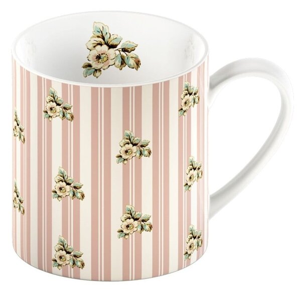 Ružový porcelánový hrnček s pruhmi Creative Tops Cottage Flower, 330 ml