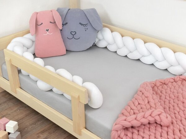 Chránič na detskú posteľ pletený do vrkoča JERSEY - biely