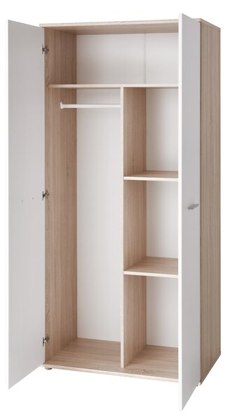 NovýNábytok.sk Šatníková skriňa Daron 2D 23 DSW DI-03 (dub sonoma + biela). Akcia -21%. Vlastná spoľahlivá doprava až k Vám domov. 1024528