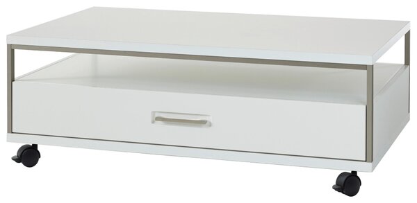 KONFERENČNÝ STOLÍK, strieborná, biela, kov, kompozitné drevo, 115/70/40 cm Livetastic - Stolíky do obývačky, Online Only