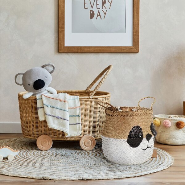 Detský kôš na hračky z morskej trávy v bielo-prírodnej farbe ø 25x24 cm Panda – Compactor