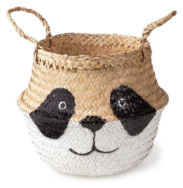 Detský kôš na hračky z morskej trávy v bielo-prírodnej farbe ø 25x24 cm Panda – Compactor