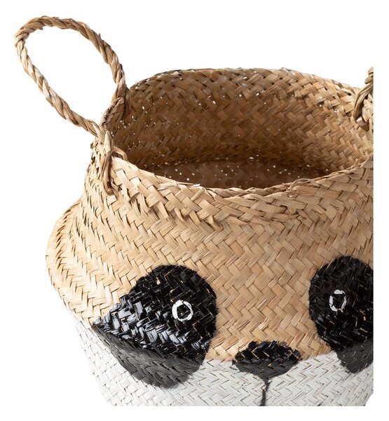 Detský kôš na hračky z morskej trávy v bielo-prírodnej farbe ø 25x24 cm Panda – Compactor