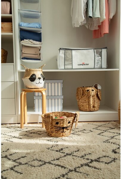 Detský kôš na hračky z morskej trávy v bielo-prírodnej farbe ø 25x24 cm Panda – Compactor