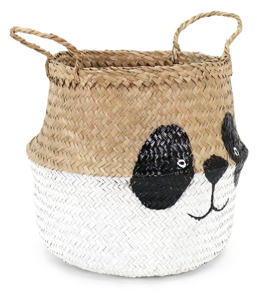 Detský kôš na hračky z morskej trávy v bielo-prírodnej farbe ø 25x24 cm Panda – Compactor