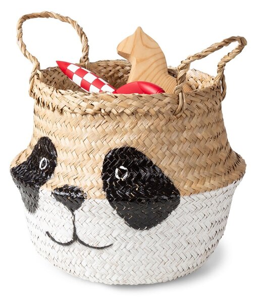 Detský kôš na hračky z morskej trávy v bielo-prírodnej farbe ø 25x24 cm Panda – Compactor