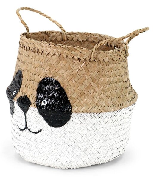 Detský kôš na hračky z morskej trávy v bielo-prírodnej farbe ø 25x24 cm Panda – Compactor
