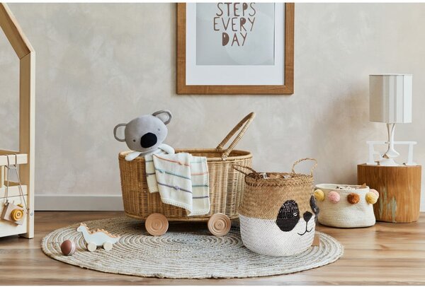 Detský kôš na hračky z morskej trávy v bielo-prírodnej farbe ø 25x24 cm Panda – Compactor