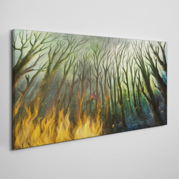 Obraz Canvas Maľovanie lesné strom oheň