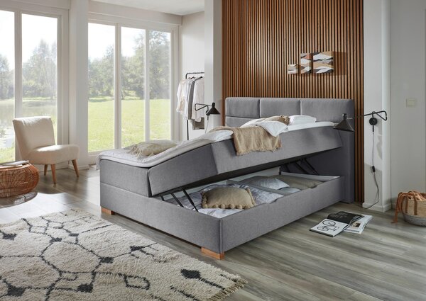 BOXSPRINGOVÁ POSTEĽ, 180/200 cm, sivá home24 - Online Only spálne, Online Only