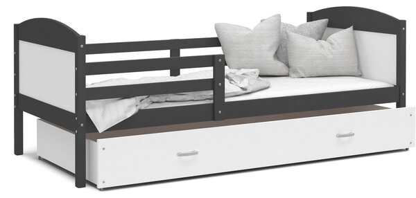 Detská posteľ so zásuvkou MATTEO - 160x80 cm - bielo-šedá