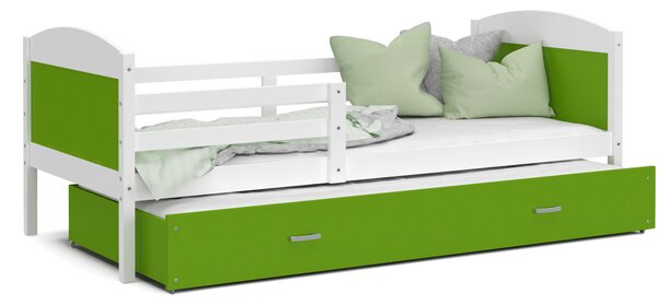 Detská posteľ s prístelkou MATTEO 2 - 190x80 cm - zeleno-biela
