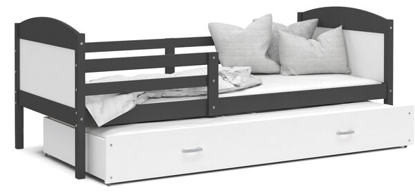 Detská posteľ s prístelkou MATTEO 2 - 200x90 cm - bielo-šedá