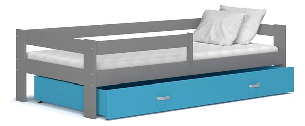Detská posteľ so zásuvkou HUGO V - 160x80 cm - modro / sivá