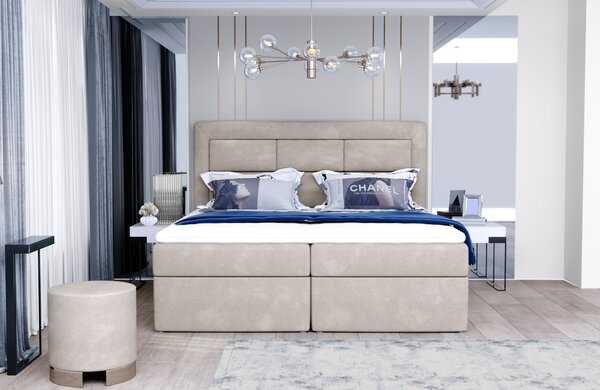 NovýNábytok.sk Manželská posteľ Boxspring 180 cm Variv (svetlosivá) (s matracom). Akcia -15%. Vlastná spoľahlivá doprava až k Vám domov. 1025426