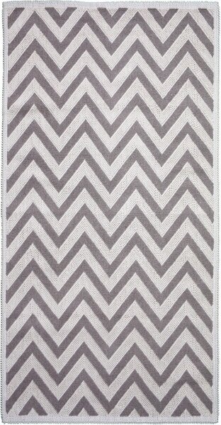 Béžový bavlnený koberec Vitaus Zikzak, 60 × 90 cm