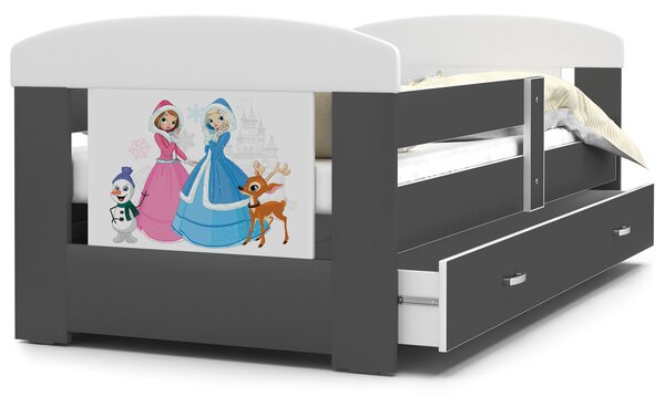 Detská posteľ so zásuvkou PHILIP - 160x80 cm - sivá / Frozen