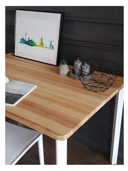 Biely jedálenský stôl so zaoblenými nohami Ragaba TRIVENTI, 80 × 80 cm