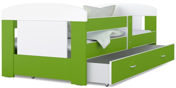 Detská posteľ so zásuvkou PHILIP - 140x80 cm - zeleno-biela