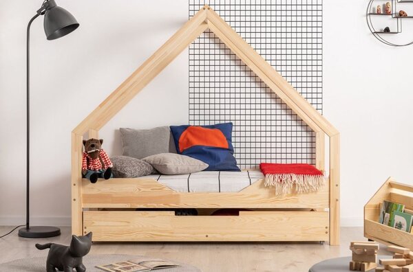 Detská Domčekové posteľ so zásuvkou z masívu LOCA B - 160x70 cm