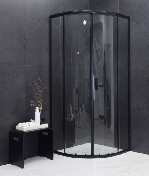 Sprchovací kút maxmax MEXEN RIO transparent - štvrťkruh 70x70 cm - BLACK, 863-070-070-70-00